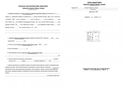 ТЕХНИЧЕСКИЙ ПАСПОРТ НА КВАРТИРУ